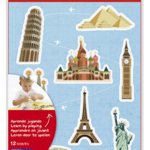 Apli Gomets Tematicos los Monumentos - 96 Unidades - Ilustraciones de Monumentos Famosos - Adhesivo Removible - Ideal para Escuelas - Adhesivo Base Agua - Libre de Disolventes - Colorido