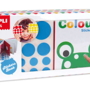 Apli Libro de Pegatinas Educativo Colores - Tamaño 100x100x40 - 10 Paginas de Carton Rigido 3mm - 5 Hojas de Gomets Removibles - Alto Valor Didactico - Diseño Infantil y Colorido - Resistente y Facil de Manejar