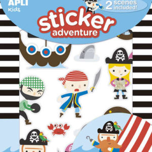 Apli Juego de Pegatinas de Papel Tematica Piratas - 2 Escenarios 45x20cm - 2 Hojas de Gomets Removibles - Reducido Formato con Cajita Asa - Recomendado +3 Años - Colorido