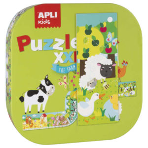 Apli Puzle xxl Tematica Granja - 12 Piezas de 18.8 cm - Crea Circuito de 158x53 cm - Doble Diversion - Carton 2mm Brillante con Indiana - Mejora Habilidades y Capacidades - Autoestima y Motivacion - Colorido