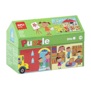 Apli Kids Puzle Descubre la Escuela - 24 Piezas de 7x7cm - Diseño Infantil, Colorido y Claro - Piezas Resistentes y Seguras - Desarrolla Habilidades y Capacidades - Colorido