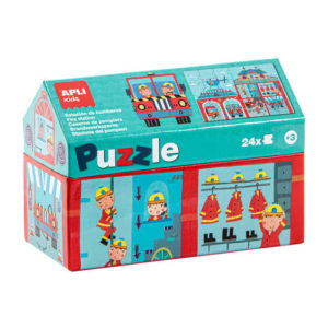 Apli Kids Puzle Estacion de Bomberos - 24 Piezas de 7x7cm - Diseño Infantil, Colorido y Claro - Piezas Resistentes y Seguras - Desarrolla Habilidades y Capacidades - Colorido