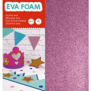 Apli Goma Eva Purpurina A4 4 Hojas - Blanco, Negro, Rojo y Azul - Ideal para Manualidades y Decoracion