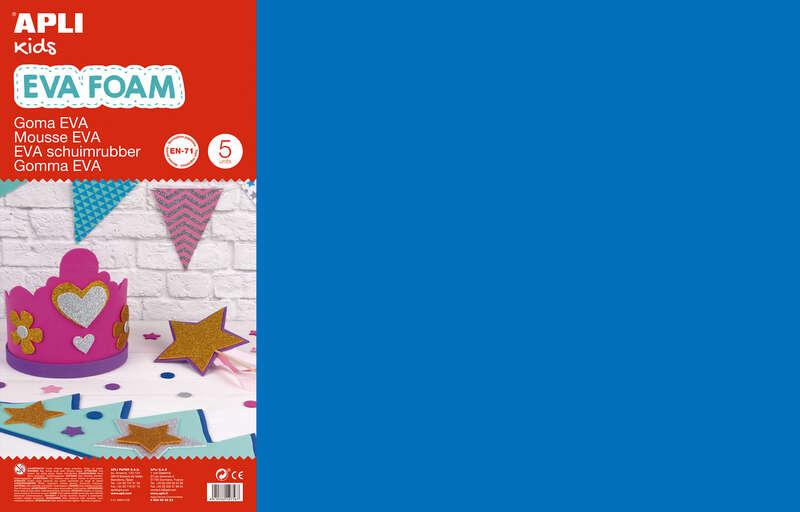 Apli Goma Eva Azul 600x400 - 5 Hojas de Espuma Suave y Flexible para Manualidades y Decoracion