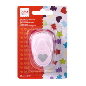 Apli Perforadora de Papel en Forma de Corazon - Figura de 16mm - Alta Calidad para Papel, Carton y Cartulina - Deposito de Restos de Papel - Doble Uso para Decoracion - Ideal para Scrapbooking, Manualidades y Decoraciones - Color Rojo