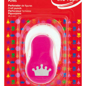 Apli Perforadora de Papel y Goma Eva en Forma de Corona - Figura de 25.4mm - Perforadora de Alta Calidad para Papel, Carton, Cartulina o Goma Eva de Hasta 2mm - Deposito de Restos de Papel o Goma Eva - Color Blanco