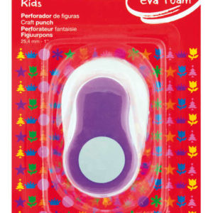 Apli Perforadora de Papel y Goma Eva en Forma de Circulo - Tamaño de Figura 25.4mm - Perfora Papel, Carton, Cartulina y Goma Eva de Hasta 2mm - Deposito de Restos - Color Blanco