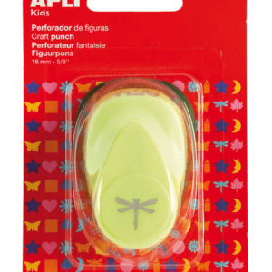Apli Perforadora de Papel en Forma de Libelula - Tamaño de Figura 16mm - Alta Calidad para Papel, Carton y Cartulina - Deposito de Restos de Papel - Doble Uso para Decoracion - Color Verde
