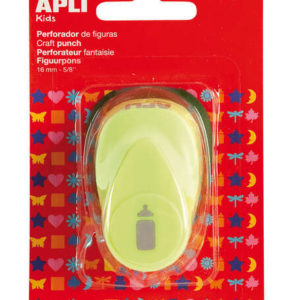 Apli Perforadora de Papel en Forma de Biberon - Tamaño de Figura 16mm - Alta Calidad para Papel, Carton y Cartulina - Deposito de Papel - Doble Uso para Decoracion - Ideal para Scrapbooking y Manualidades - Color Blanco