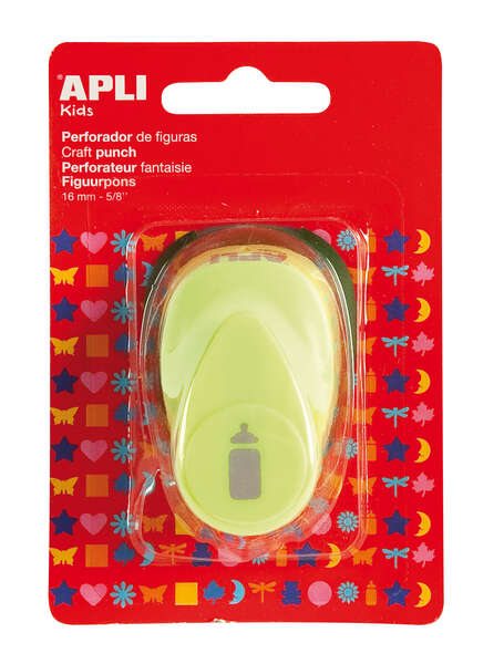 Apli Perforadora de Papel en Forma de Biberon - Tamaño de Figura 16mm - Alta Calidad para Papel, Carton y Cartulina - Deposito de Papel - Doble Uso para Decoracion - Ideal para Scrapbooking y Manualidades - Color Blanco