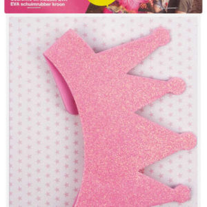 Apli Corona de Goma Eva Rosa con Purpurina - Cable Elastico Ajustable - Personalizable con Formas de Goma Eva, Fieltro, Pegatinas, Etc - Color Rosa