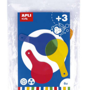 Apli Paletas Translucidas para Mezcla de Colores - Tamaño 80x140mm - Ideal para Escuelas y Talleres Infantiles - Colores Surtidos: Amarillo, Rojo, Verde, Azul, Naranja y Lila