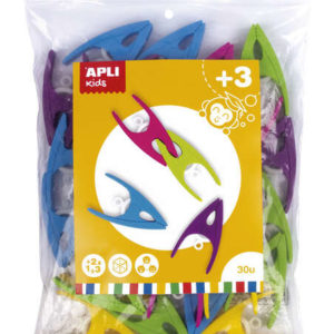 Apli Pinzas de Plastico para Niños - Tamaño 60x33x15 - Colores Surtidos: Amarillo, Fucsia, Lila, Verde y Azul - Alto Valor Didactico - Formato Maxi