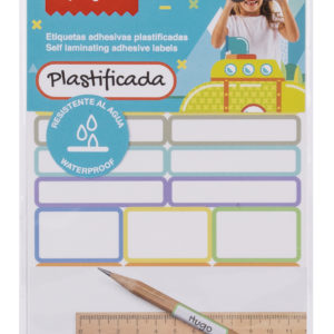 Apli Kids Pack de 35 Etiquetas Plastificadas Surtidas - Tres Tamaños: 46.5x10mm (14), 30.5x19mm (3), 30.6x11mm (18) - Alta Calidad y Durabilidad - Film Protector para Mayor Resistencia - Color Blanco