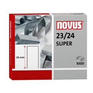 Novus 23/24 Super Caja de 1000 Grapas 23/24 Galvanizadas para Grapadoras de Gruesos