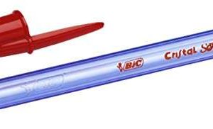 Bic Cristal Soft Boligrafos de Bola - Punta Media de 1.2mm - Trazo 0.45mm - Escritura mas Fluida - Color Rojo