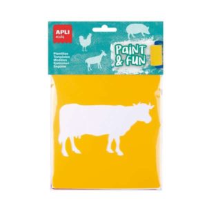 Apli Kids Bolsa de 6 Plantillas de Animales de Granja - 8 Formas de Animales - Polipropileno Flexible - Lavables - Colores Surtidos