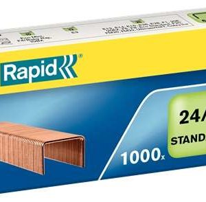 Rapid Confort Caja de 1000 Grapas 24/6 - Hasta 20 Hojas - Alambre Flexible Cobreado - Patilla de 6mm