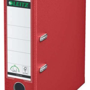 Leitz Archivador Leitz 180° Plastico A4 Lomo 80mm - Ranuras, Ojete y Cantoneras Metalicas - Color Rojo
