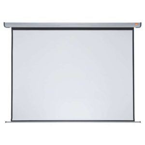 Nobo Pantalla de Proyeccion Electrica para Pared 2400 × 1800mm - Montaje en Pared - Control Remoto - Superficie Blanca Mate - Color Blanco