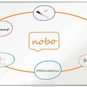 Nobo Premium Plus Pizarra Magnetica de Acero Vitrificado 2400x1200mm - Montaje en Esquina - Superficie de Borrado Superior - Color Blanco