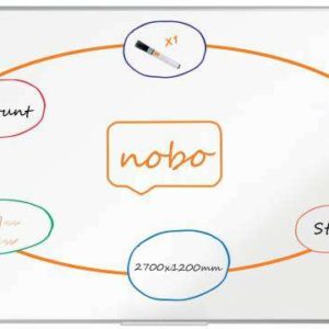Nobo Premium Plus Pizarra Magnetica de Acero Vitrificado 2700x1200mm - Montaje en Esquina - Superficie de Borrado Superior - Color Blanco