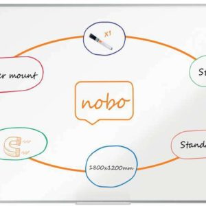 Nobo Premium Plus Pizarra Magnetica de Acero Lacado 1800x1200mm - Montaje en Esquinas - Superficie de Borrado Facil - Color Blanco