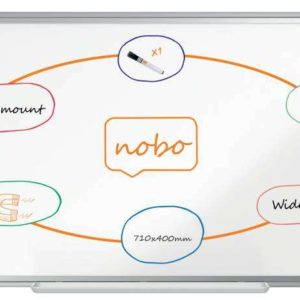 Nobo Premium Plus Pizarra Magnetica de Acero Lacado Panoramica 710x400mm - Montaje en Esquina - Blanco