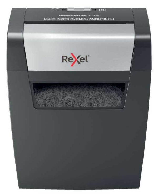 Rexel Destructora Papel Momentum x406 - P4, Corte Confeti 4x30mm - Funcionamiento Ininterrumpido 3 Minutos - Papelera 15L - Negro