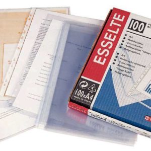 Esselte Funda Portadocumentos A4 - PVC - Liso Calidad Estandar - Multitaladro-11 - Transparente