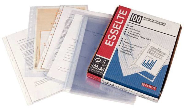 Esselte Funda Porta Documentos Folio PP - Piel de Naranja Calidad Economica - Multitaladro-16 - Transparente