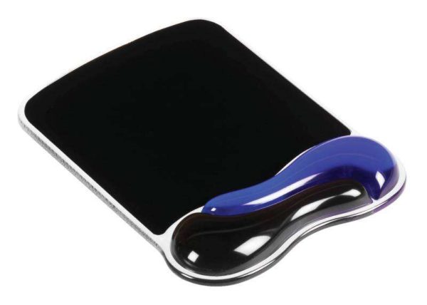 Kensington Alfombrilla para Raton con Reposamuñecas Duo Gel - Canal de Ventilacion - Combinacion de Colores en Dos Tonos - Acabado Facil de Limpiar - Azul/Gris - Negro