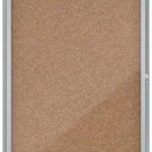 Nobo Vitrina para 4 Hojas A4 con Superficie de Corcho - 532x692x37mm - Puerta de Cristal de Seguridad - Marco de Aluminio - Color Natural