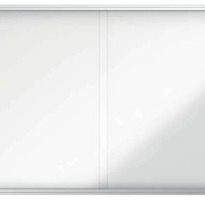 Nobo Vitrina Interior para 27 Hojas A4 con Superficie Magnetica y Puerta Deslizante - 997x2072x54mm - Marco de Aluminio - Puertas de Cristal de Seguridad - Cerradura y Llaves Incluidas - Color Blanco