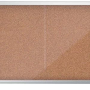 Nobo Premium Plus Vitrina de Puerta Corredera con Fondo de Corcho 8xA4 Hojas - Tamaño 925x668mm - Superficie Autorreparable - Color Natural