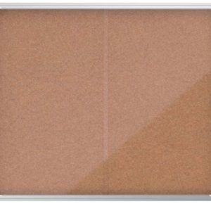 Nobo Premium Plus Vitrina de Puerta Corredera con Fondo de Corcho 15xA4 - Cerradura de Esquina Integrada - Superficie Autorreparable - Natural
