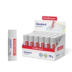 Erichkrause Pegamento en Barra Standard - 19G - Expositor 24 uds. - Pegado Rapido y Confiable - Facil de Aclarar con Agua - No Toxico - sin Disolventes - Resistente al Frio - Apto para Papel, Carton y Fotografias - Color Blanco
