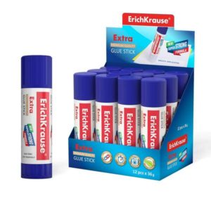 Erichkrause Pegamento en Barra Extra - Formula Super Fuerte en Base a PVP - Consumo Economico - Adhesion Rapida y Fiable - Facil de Lavar con Agua - No Toxico - sin Solventes - Resistente al Frio - Ideal para Papel, Carton y Tela - Color Blanco