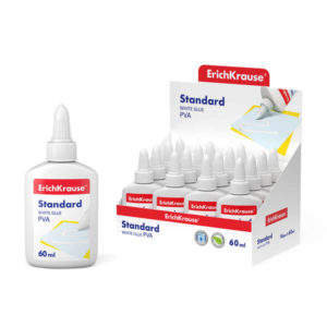 Erichkrause Cola Blanca Pva Standard - Aplicador Autolimpiante - Regulador de Intensidad - No Toxico - Resistente al Frio - Color Blanco