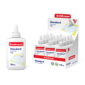 Erichkrause Cola Blanca Pva Standard - Aplicador Autolimpiante - Regulador de Intensidad - No Toxico - Resistente al Frio - Color Blanco