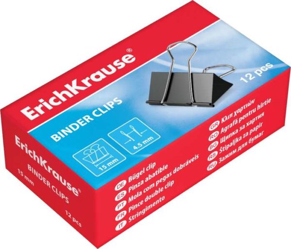 Erichkrause Pinzas para Papeles - 15mm - Alta Resistencia - Color Metalico