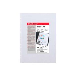 Erichkrause Pack de 100 Fundas Protectoras Glossy Clear - 60cm - A4 - Transparente