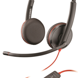 Plantronics Blackwire C3225 Auriculares con Microfono USB/Jack 3.5mm - Almohadillas Acolchadas - Controles en Cable - Color Negro