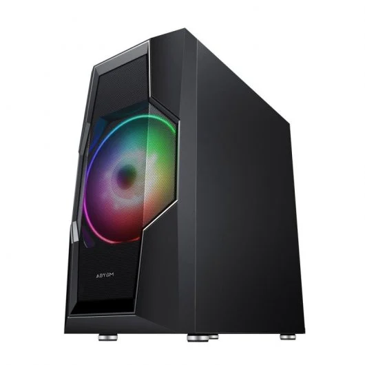 Abysm Gaming Danube Hron Black Caja Torre ATX, ITX, micro ATX - Lateral Cristal Templado - 3.5" y 2.5" - USB-A 3.0, USB-A 2.0 y Audio - 2 Ventiladores ARGB Instalados - Soporta Refrigeracion Liquida
