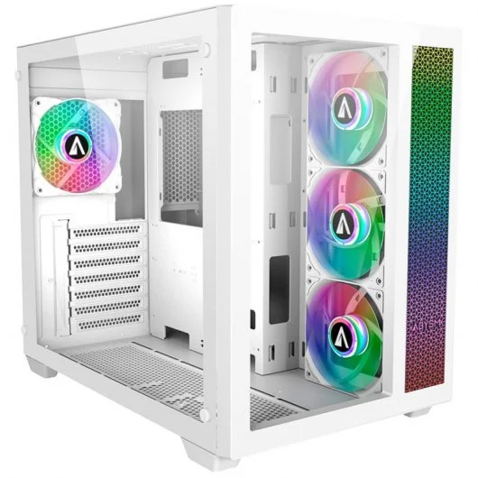 Abysm Gaming Danube SAVA ARGB Caja Semi-Torre ATX, Micro-ITX, micro ATX - Frontal y Lateral Cristal Templado - 3.5" y 2.5" - USB-C 3.2, USB-A 3.2 y Audio - 4 Ventiladores ARGB Instalados - Soporta Refrigeracion Liquida