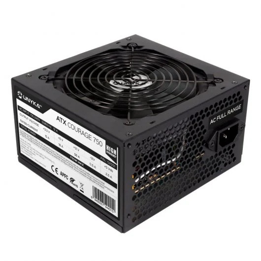 Unykach ATX Courage 750W Fuente de Alimentacion 750W ATX 2.3 - PFC Activo - Alta Eficiencia - Ventilador 120mm