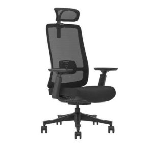 Cromad Senior SE9000 Silla de Oficina - Altura y Profundidad de Asiento Ajustable - Reposacabezas, Reposabrazos 3D y Soporte Lumbar Ajustables - Ruedas de Nailon 360º - Color Negro