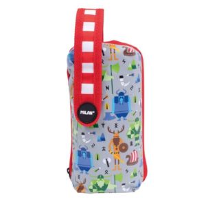 Milan Vikings Pack de 4 Estuches portatodo con Contenido de Serie - Contenido: Goma de Borrar, 2 Sacapuntas, 1 Lapiz de Grafito HB, 3 Boligrafos (Verde, Negro y Rojo), 1 Regla de 15 cm, 10 Lapices de Colores Ergo y 12 Rotuladores