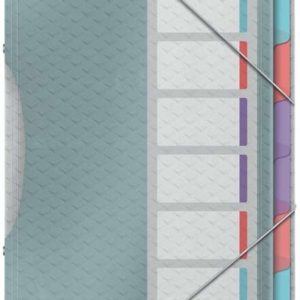 Esselte Colour'Breeze Clasificador con 6 Pestañas Multicolor - Para Formato A4 - 3 Solapas en la Contraportada - Polpropileno en Relieve - Cierre con Goma Elastica - Color Translucido