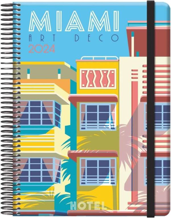 Dohe Traveller Miami Agenda Anual - Dia Pagina - Cierre con Goma Elastica - Tamaño 15x21cm